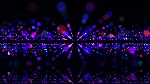Neon glowing multicolored light trails seamless motion. Vibrant lights Video stock 307947054