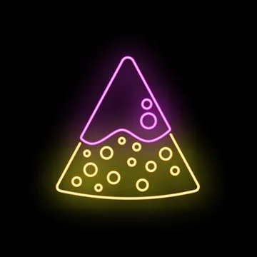 Neon glowing nacho chip with dipping sauce concept Stock Illustration