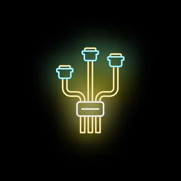 Neon glowing network cable connector hub 스톡 일러스트