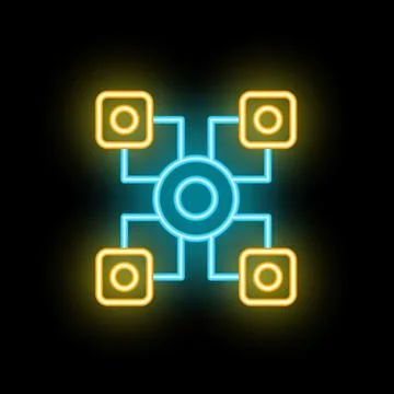 Neon glowing network concept is connecting computers and sharing data Stock Illustration