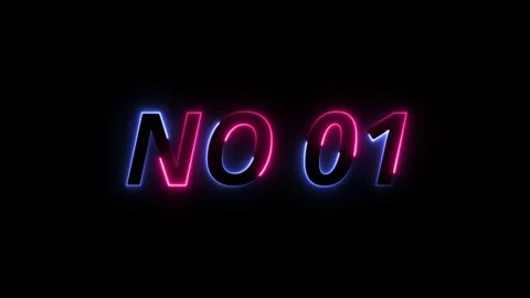 Neon glowing no.1 text animated on black background 4k animation Stock Footage 313341093
