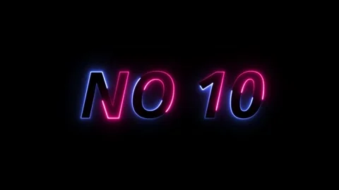 Neon glowing no.10 text animated on black background 4k animation Stock-Footage 313341873