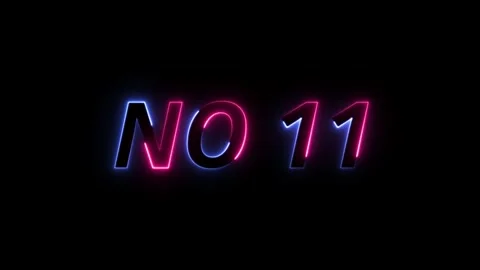 Neon glowing no.11 text animated on black background 4k animation Stock-Footage 313342287