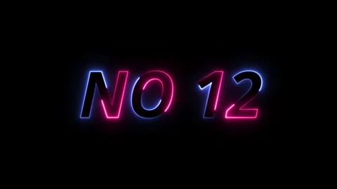 Neon glowing no.12 text animated on black background 4k animation Stock Footage 313342269