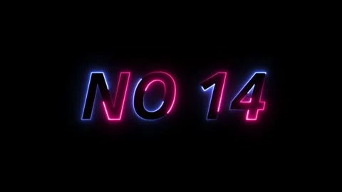 Neon glowing no.14 text animated on black background 4k animation Stock Footage 313342260