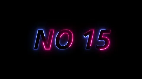 Neon glowing no.15 text animated on black background 4k animation Stock Footage 313342241