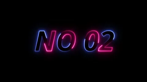 Neon glowing no.2 text animated on black background 4k animation Stock Footage 313341124