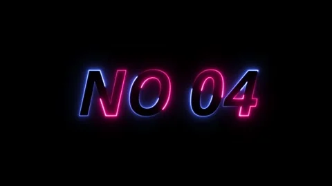 Neon glowing no.4 text animated on black background 4k animation Video stock 313341131
