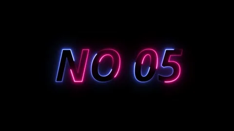 Neon glowing no.5 text animated on black background 4k animation Stock Footage 313341153