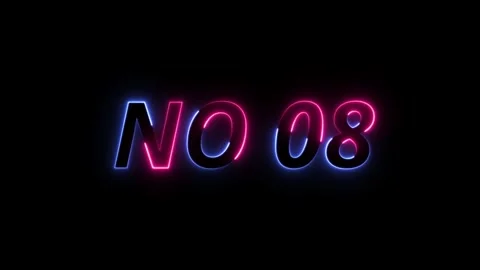 Neon glowing no.8 text animated on black background 4k animation Stock Footage 313341832