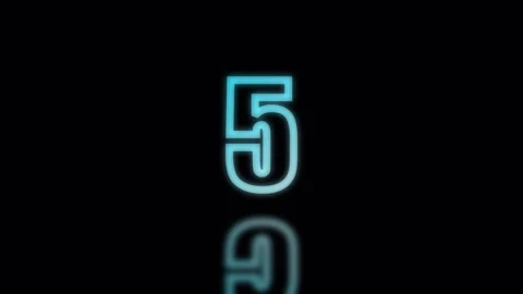 Neon glowing numbers counting down from ten in a dark studio with reflectiv.. Stock Footage 342432127