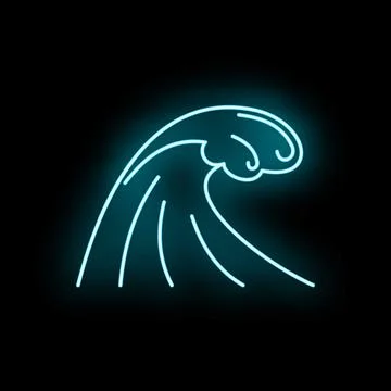 Neon glowing ocean wave surf concept illustration Illustration