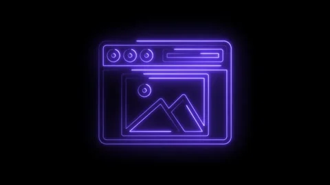 Neon glowing online gallery interface concept for website design with moder.. Stock Footage 314536380