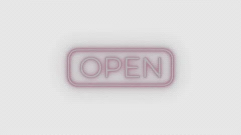 Neon glowing OPEN text animation on alpha channel background, flickering sl.. 스톡 동영상 307940241