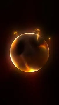 Neon glowing orange abstract sphere animation, vertical futuristic particle.. Stock Illustration
