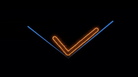 Neon Glowing Orange Checkmark and Blue Outline Futuristic Verification Animation Stock Footage 326111558