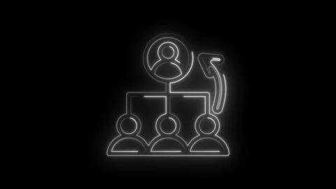 Neon glowing organizational chart with team hierarchy leadership structure .. Stock Footage 346139984