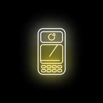Neon glowing outline device icon on black 스톡 일러스트