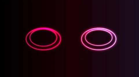 Neon Glowing Oval Rings with Pink Light Effect on Dark Background Stock Illustration