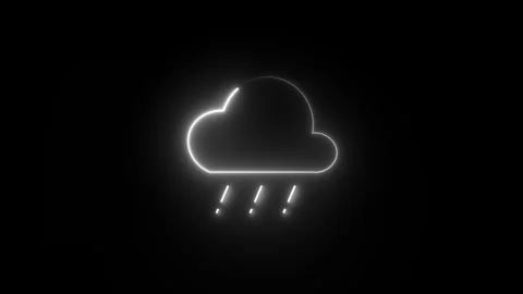 Neon glowing overcast weather Lightning icon isolated on black background. Anima Stock Footage 290858121