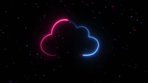 Neon glowing overcast weather Lightning icon isolated on black background. Anima Stock Footage 290859419