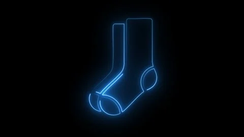 Neon glowing pair of socks isolated on dark background as digital sign for .. Stockbeeldmateriaal 338253025