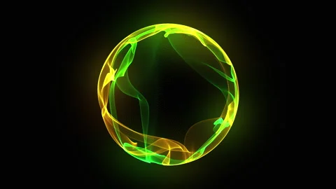 Neon glowing particle 3d sphere seamless motion. Yellow and green neon Stock Footage 281432007
