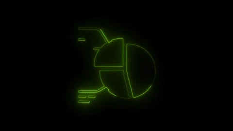 Neon glowing pie chart animation with segmented data visualization on dark .. Stock Footage 339788924