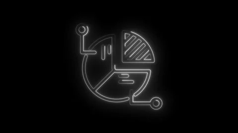 Neon glowing pie chart infographic element with data connection lines and nodes Stock Footage 333957513