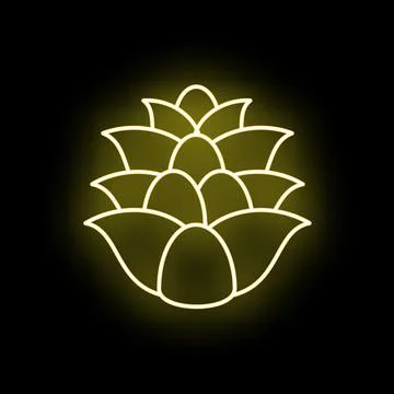 Neon glowing pine cone icon on black background Stock Illustration