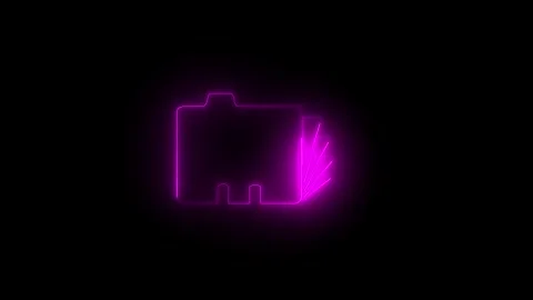Neon glowing pink folder files icon animation in black background Stock Footage 265841020