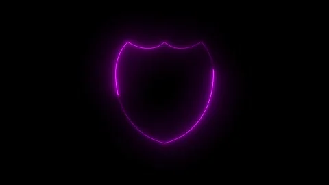 Neon glowing pink shield icon animation in black background Vidéo 265421874