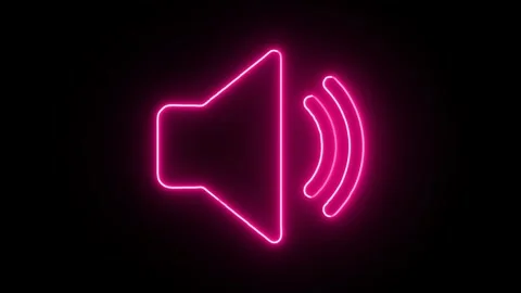 Neon glowing pink speaker icon or volume symbol appearing on black backgrou.. Stock Footage 345547984