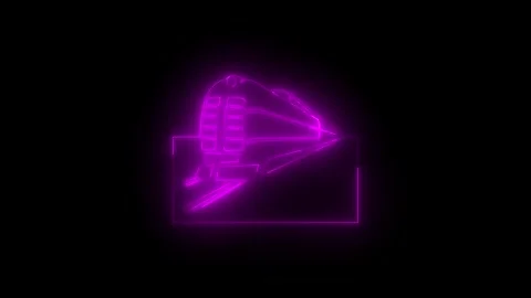 Neon glowing pink train icon animation in black background Vidéo 265530615