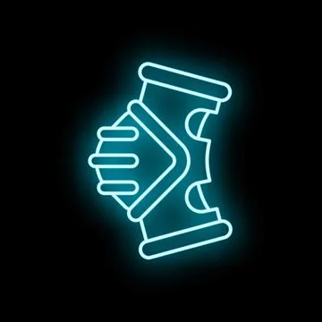 Neon glowing pipe joint connecting pipeline sections icon Stock Illustration