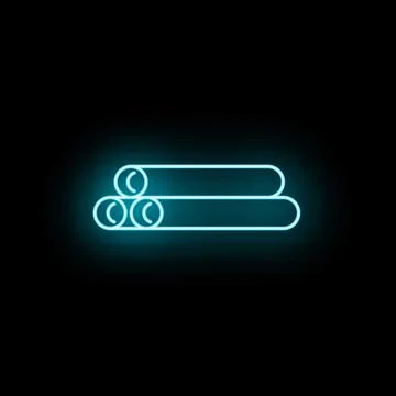 Neon glowing pipes stack icon on black background Stock Illustration