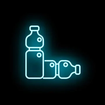 Neon glowing plastic bottles ready for recycling icon Stock Illustration