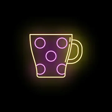 Neon glowing polka dot mug icon design Stock Illustration
