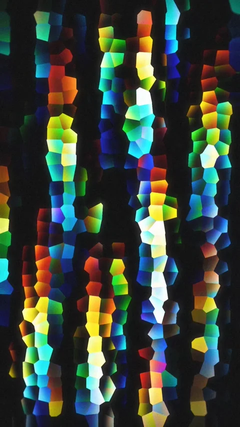 Neon glowing polygons falling in dark digital cyberspace Stock Footage 344050892
