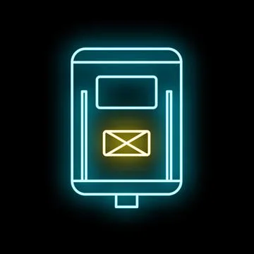 Neon glowing post box with mail icon Stock Illustration