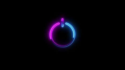 Neon glowing power button icon. Power button animation. off and on, symbol .. Stock Footage 293485488