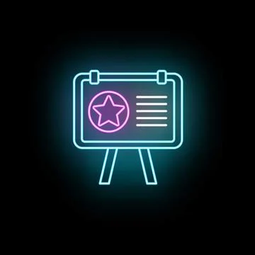 Neon glowing presentation board with star icon Ilustración de archivo