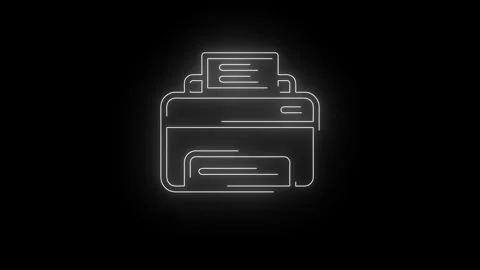 Neon Glowing Printer Icon Animation Vídeo Stock 330985260