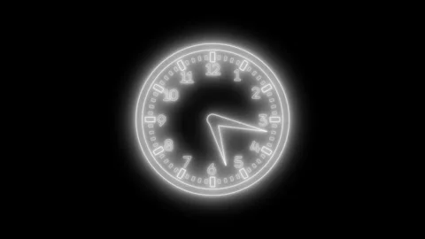 Neon glowing Professional Countdown Visualization with Analog Clock Interface Stock Footage 337022920
