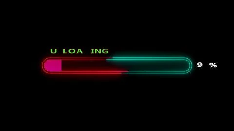 Neon glowing progress bar with a loading text Stock Illustration