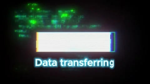 Neon glowing progress bar with text “Data transferring” Stock Footage 285839479