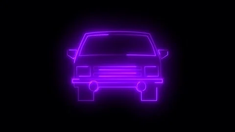 Neon glowing purple car icon animation Stock Video Pond5