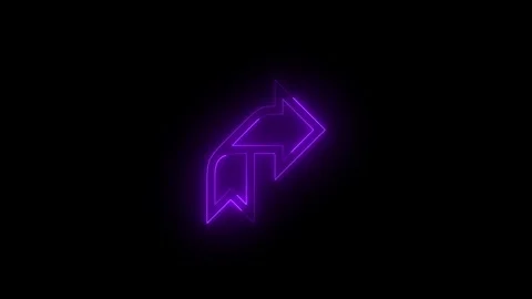 Neon glowing purple color arrow direction down to right icon animation Video stock 270062553