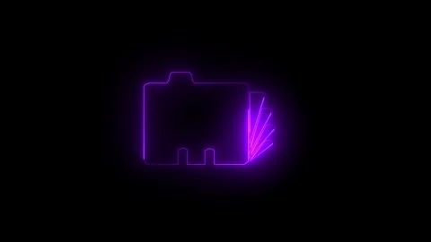 Neon glowing purple folder files icon animation in black background Vídeos de archivo 265841115