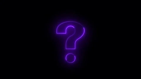 Neon glowing purple question mark icon animation in black background 스톡 동영상 265530693